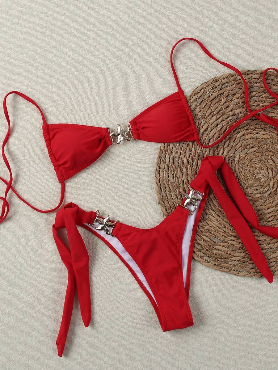 Damen Bikini-Set mit verstellbaren Trägern und glamourösen Zierdetails Drune