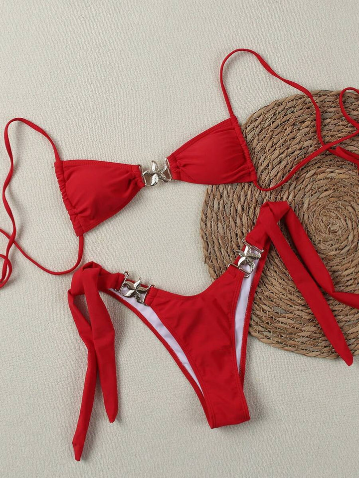 Damen Bikini-Set mit verstellbaren Trägern und glamourösen Zierdetails Drune