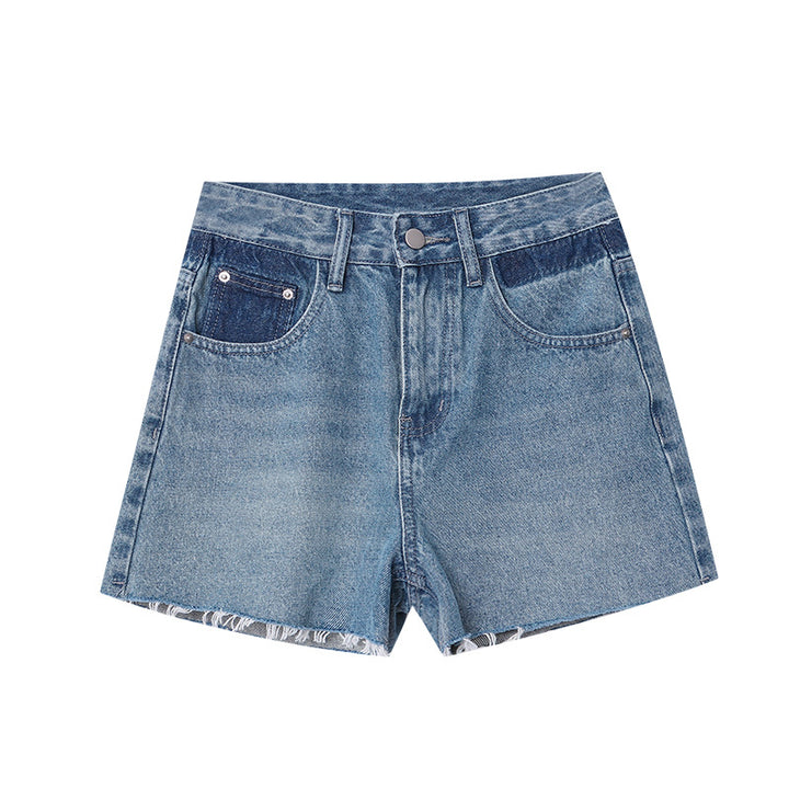 Damen lässige Jeansshorts im Vintage-Stil mit hohem Bund und fransigem Saum Drune