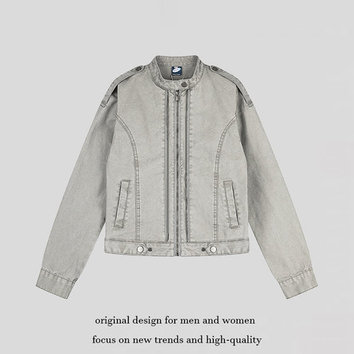 Damen Kurz geschnittene Utility-Jacke mit Stehkragen und Schulterklappen Drune