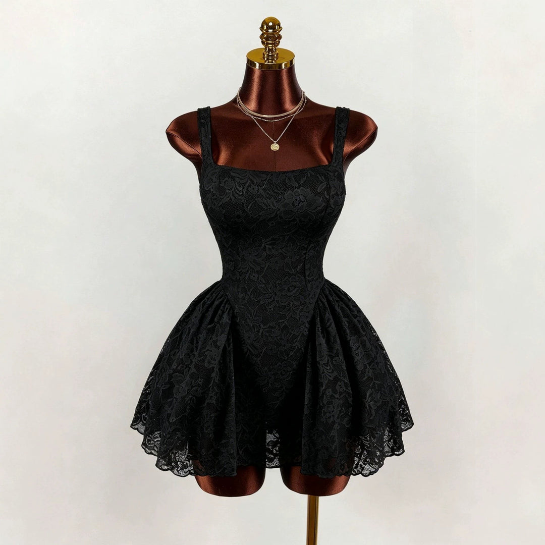 Damen nan tailliertes Spitzen-Cocktailkleid mit Korsett-Bustier und doppellagigem Schößchenrock Drune