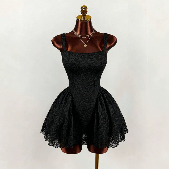 Damen nan tailliertes Spitzen-Cocktailkleid mit Korsett-Bustier und doppellagigem Schößchenrock Drune