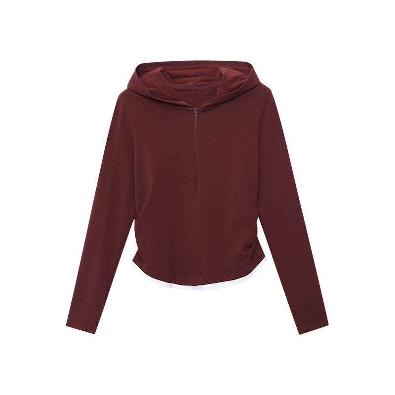 Damen lässiger Hoodie mit Reißverschluss und Daumenlöchern Drune