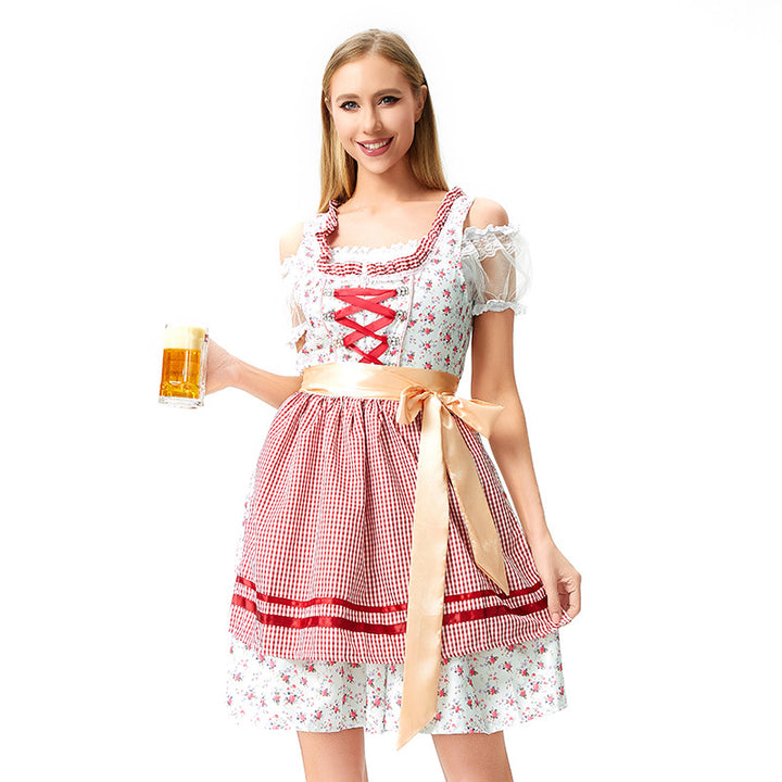 Damen nan Blusenkleid im Trachtenstil mit dekorativem Korsettband und geraffter Schürze Drune