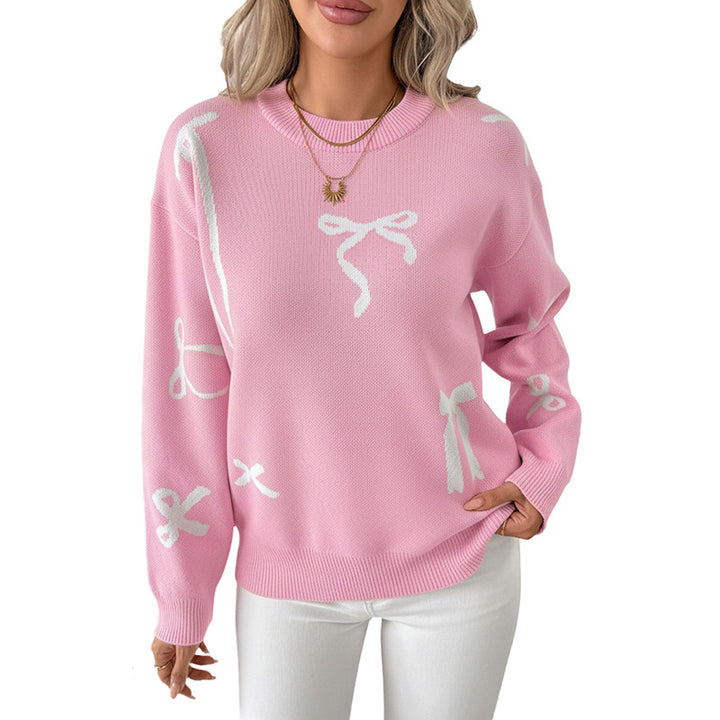 Damen Verspielter Pullover mit Schleifenmotiven Drune
