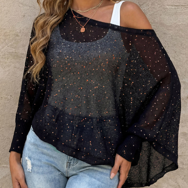 Damen luftiger Strandpullover mit funkelndem Glitzer Drune