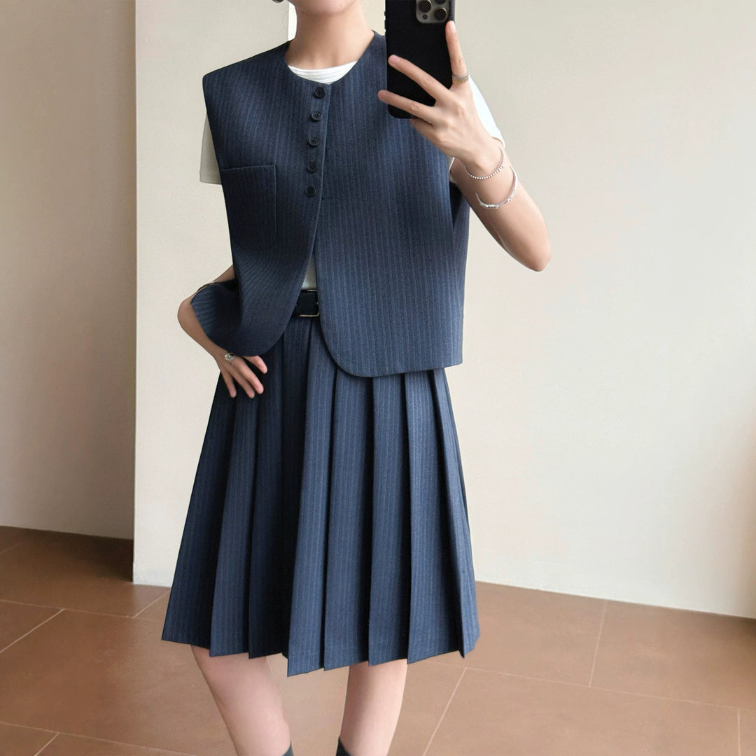Damen Elegante Blazer-Weste mit gestreiftem Design Drune