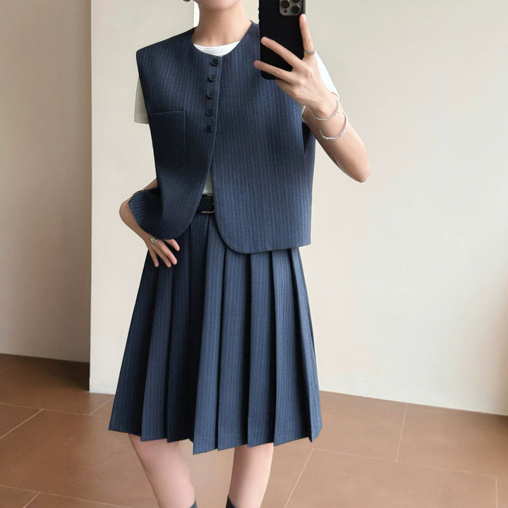 Damen Elegante Blazer-Weste mit gestreiftem Design Drune