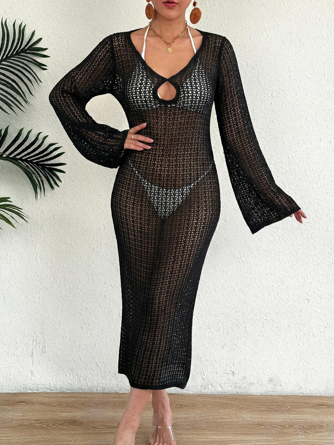 Damen Häkel-Strandkleid mit elegantem Schlitz Drune