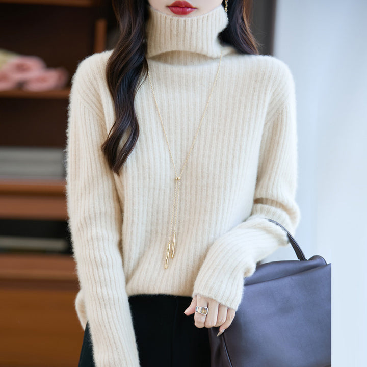 Damen Schlanker Feinstrick-Rollkragenpullover mit feiner Rippenstruktur und kaschmirähnlicher Haptik Drune