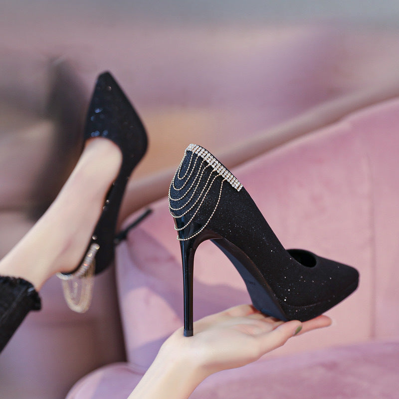 Damen High-Heel Pumps mit funkelnden Strassdetails und elegantem Design Drune