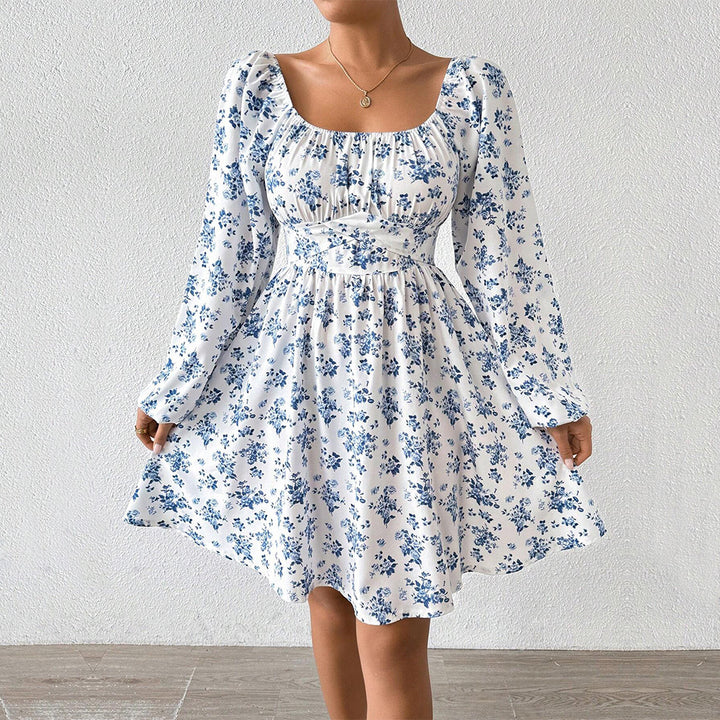 Damen Sommerliches Kleid mit floralen Akzenten und langen Ärmeln Drune