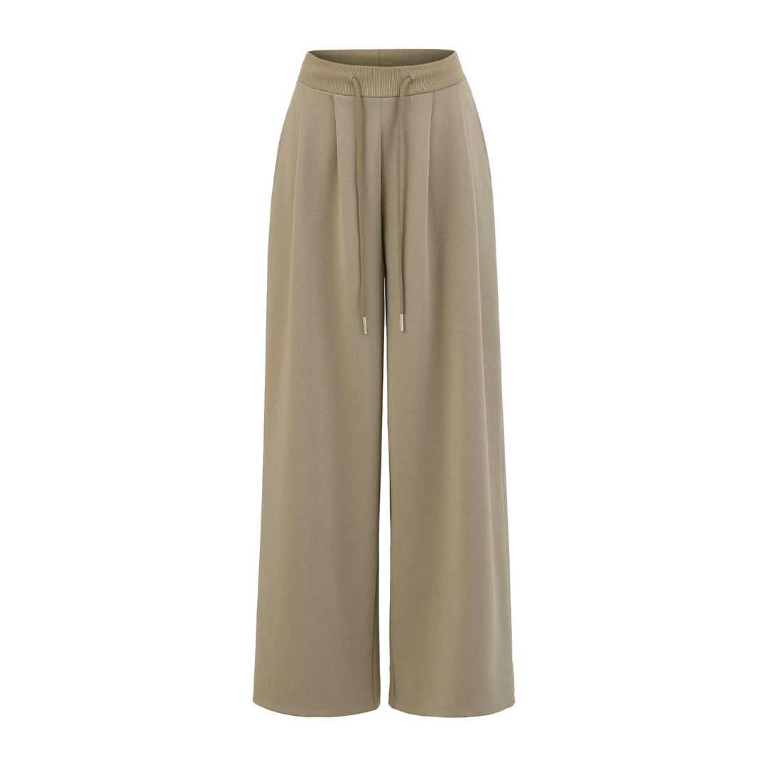 Damen Weite Lounge-Hose mit elastischem Bund und Kordelzug Drune