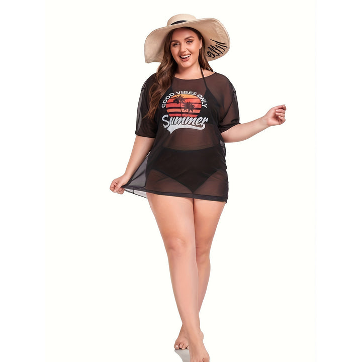 Damen Transparente Strandbluse mit sommerlichem Aufdruck Drune