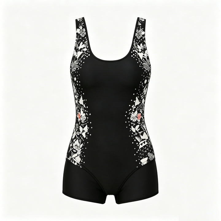 Damen Sportlicher Einteiler Badeanzug mit floralem Design Drune
