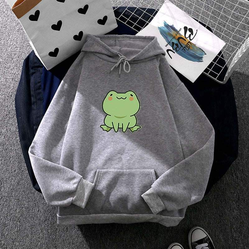 Damen nan Kapuzenpullover mit Mond‑und‑Wal-Illustration, Oversize-Schnitt und Kängurutasche Drune