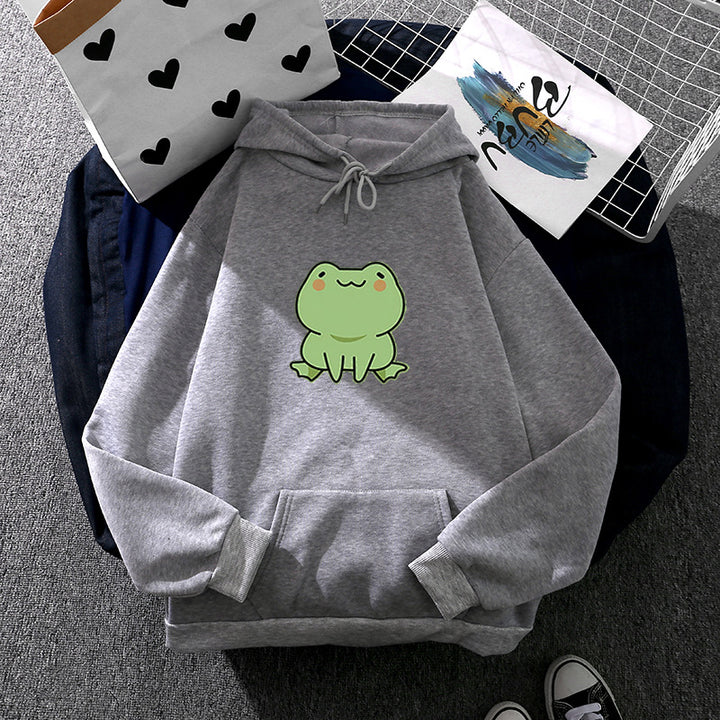 Damen nan Kapuzenpullover mit Mond‑und‑Wal-Illustration, Oversize-Schnitt und Kängurutasche Drune