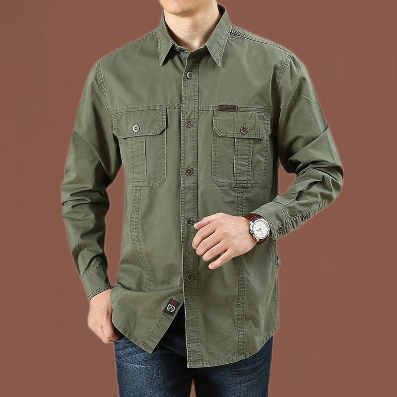 Herren nan robustes Baumwoll-Twill Fieldhemd mit aufgesetzten Klappbrusttaschen und markanten Nahtdetails Drune