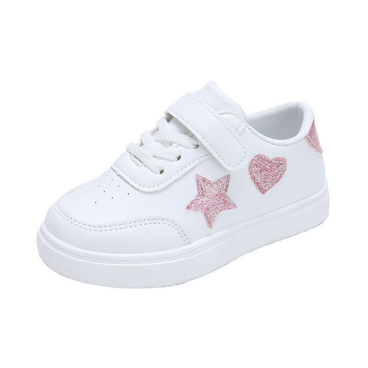 Damen Plateausneaker mit Klettverschluss und glitzernden Herz‑ und Sternapplikationen Drune