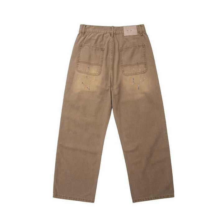 Herren Locker geschnittene Workwear-Hose mit Paint‑Splatter und Destroyed‑Details Drune