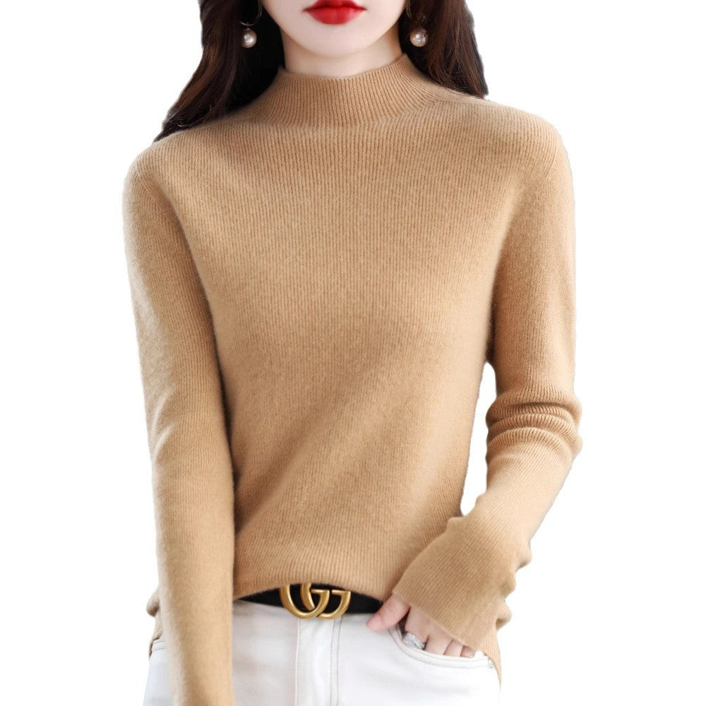 Damen Schmal geschnittener Mockneck-Pullover aus kaschmirähnlichem Feinstrick Drune