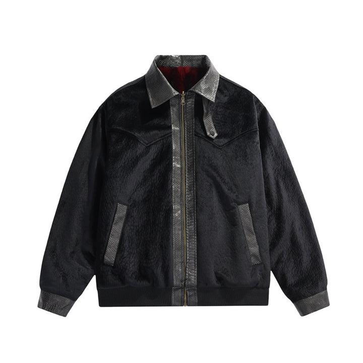 Herren Teddy-Fleece-Boxy-Jacke mit Hemdkragen, durchgehendem Metallreißverschluss & geripptem Saum Drune