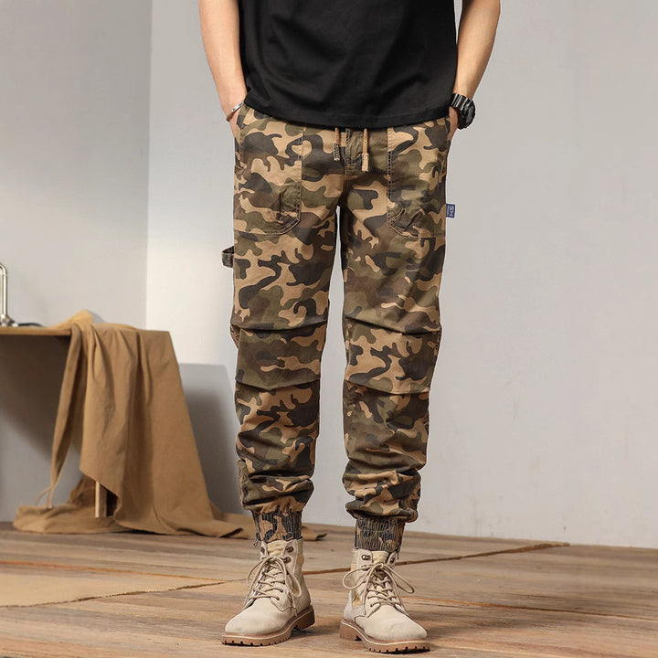 Herren Camouflage Utility-Joggerhose mit elastischem Tunnelzugbund, Kniefalten und Mehrfachtaschen Drune