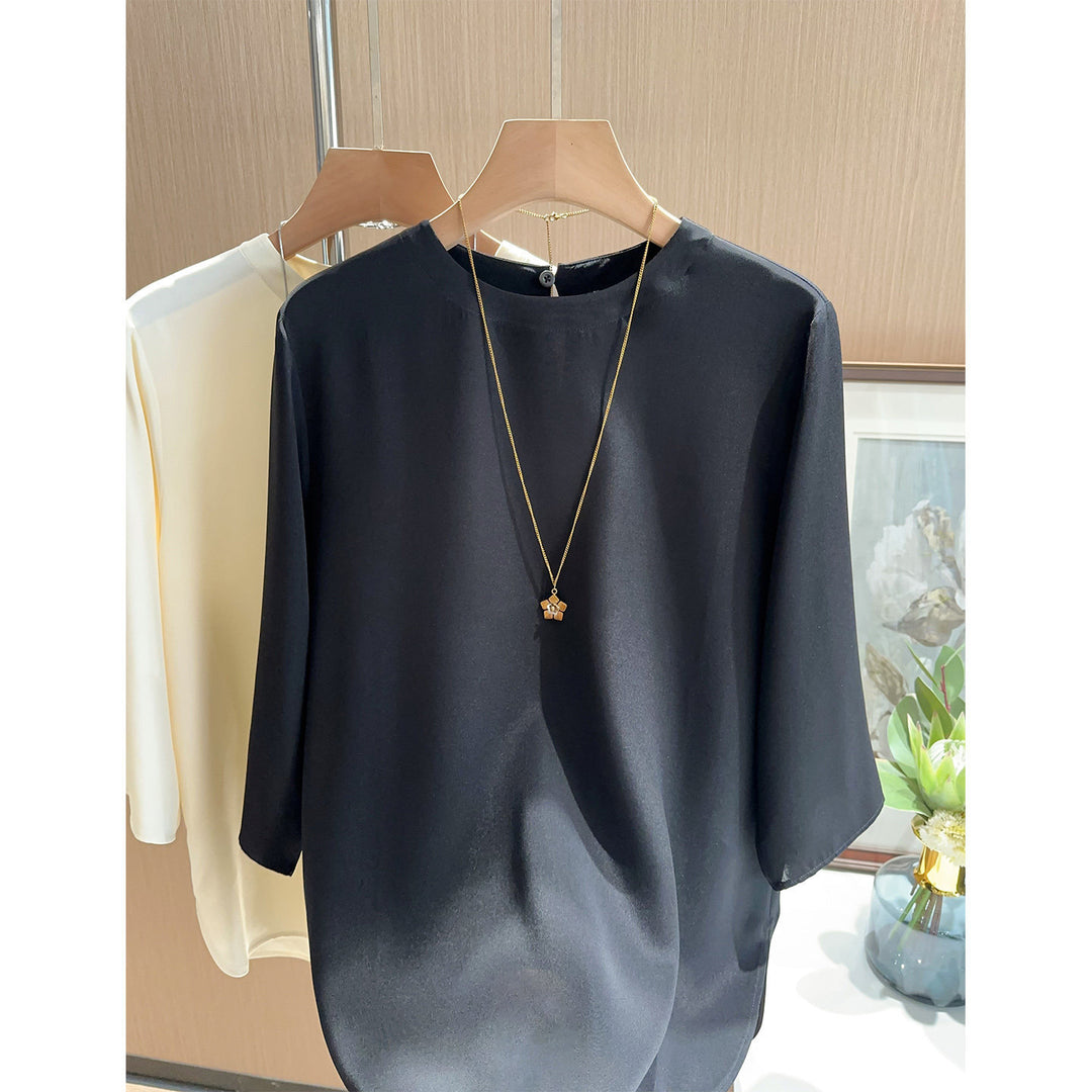 Damen Elegante und luftige Bluse mit drei Viertel-Ärmeln Drune