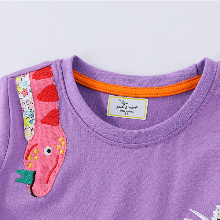 Mädchen Freizeitkleid mit lustigen Dinosaurier-Applikationen Drune