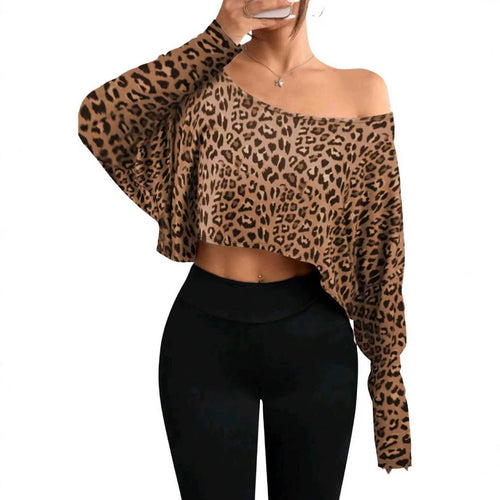 Damen Cropped Sweater mit lässigem Leopardenmuster Drune
