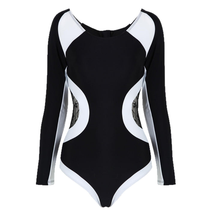 Damen Sportlicher Langarm Badeanzug Drune