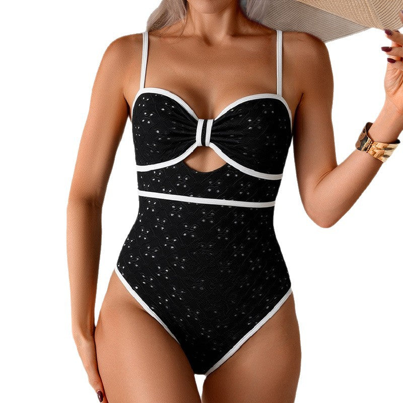 Damen Eleganter Einteiler Badeanzug mit modischem Knotendesign Drune