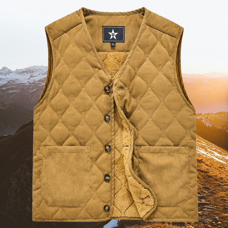 Herren Modische Cordweste mit Knopfleiste Drune