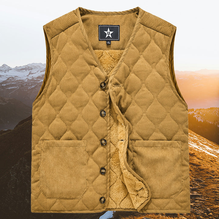 Herren Modische Cordweste mit Knopfleiste Drune