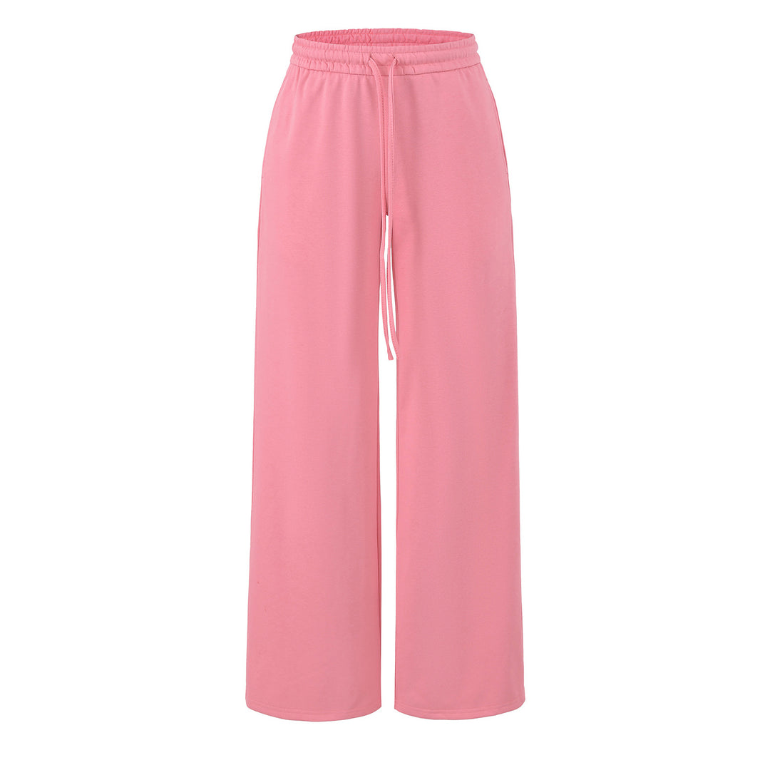 Damen Weite Lounge-Hose mit hohem elastischen Bund und Kordelzug Drune
