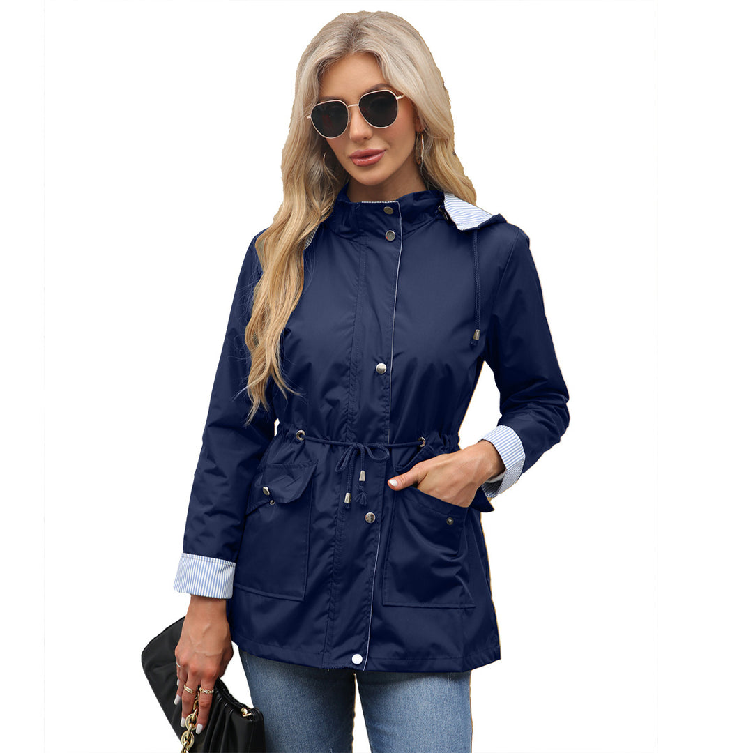 Damen nan leichte wasserdichte Regenjacke mit Kapuze und Taillenzug Drune
