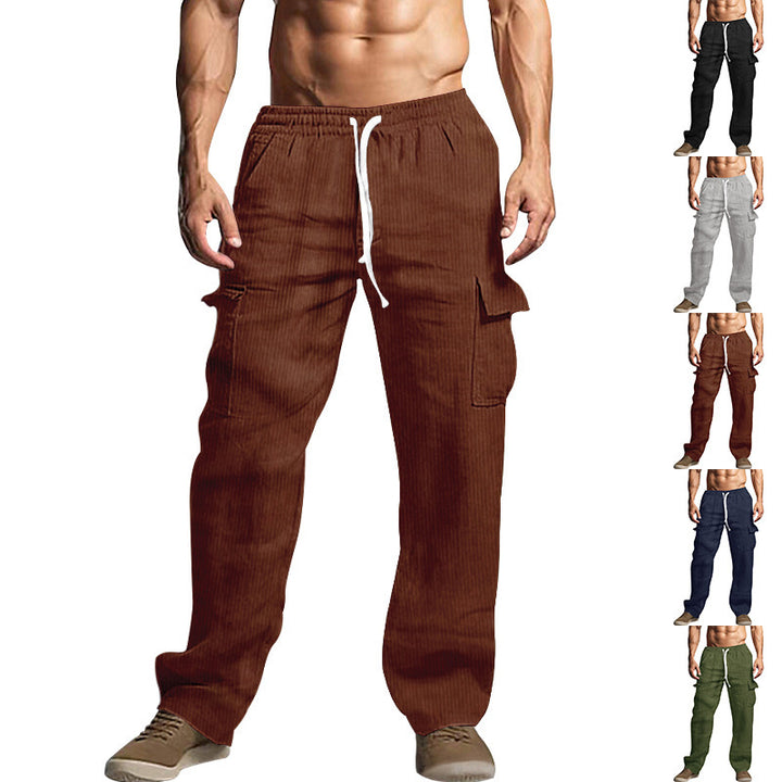 Herren Cord-Cargo-Hose mit elastischem Bund, Kordelzug & aufgesetzten Klappentaschen Drune