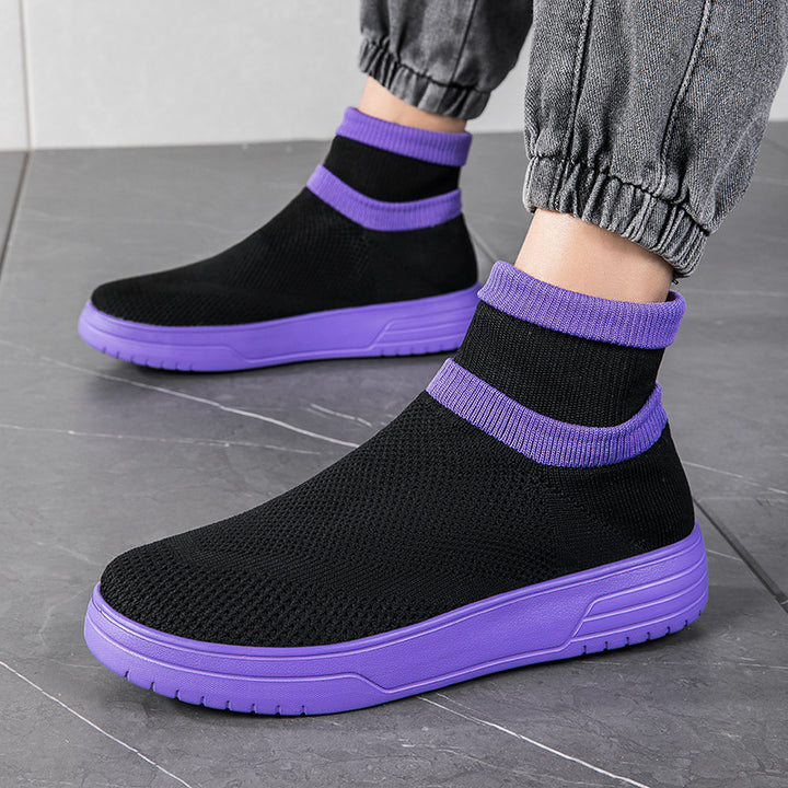 Herren High-Top Atmungsaktive Strick-Sneaker mit Dämpfung Unterstützung Drune