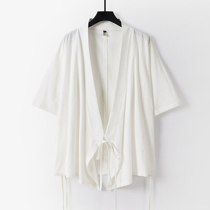 Damen locker fallende Kimono-Jacke mit Bindegürtel Drune