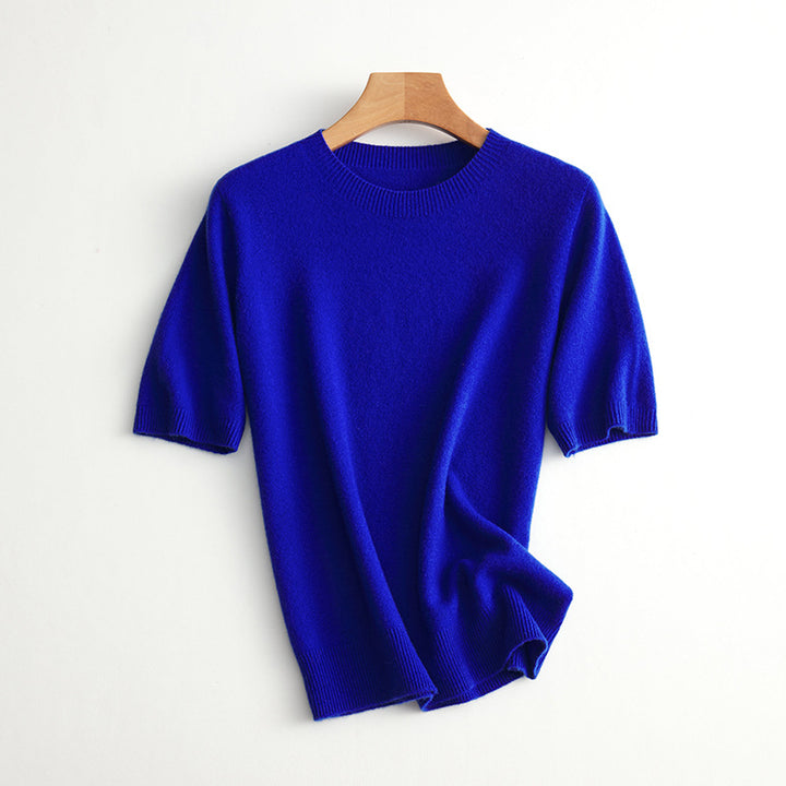 Damen Kurzarm Cashmere-Mix Pullover Drune