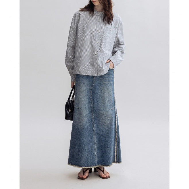 Damen Lässige Jeansmaxikleid Drune