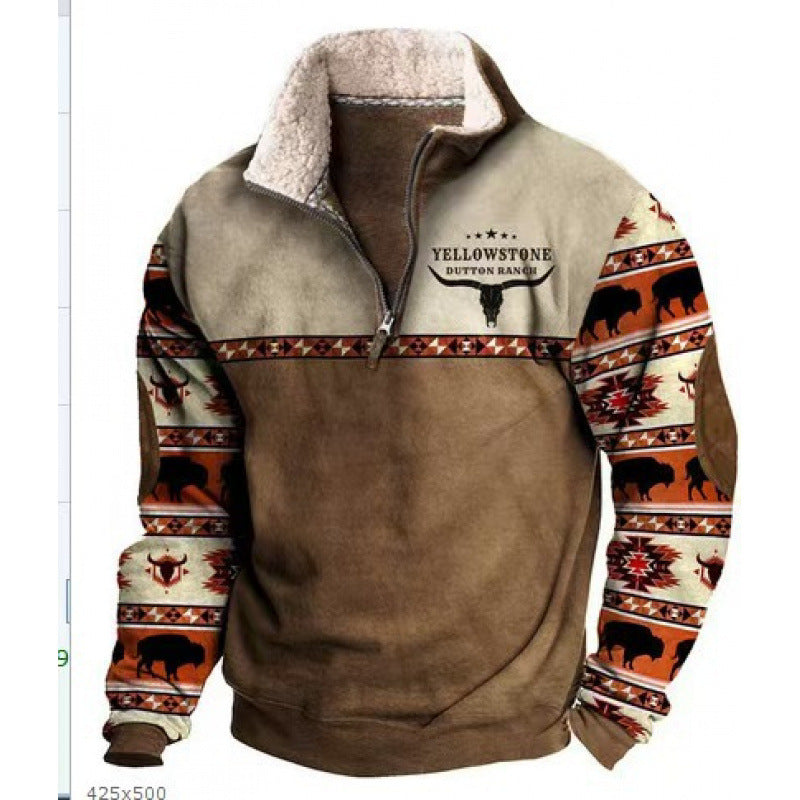 Herren Modischer Hoodie mit Kapuze und maritimem Druck Drune