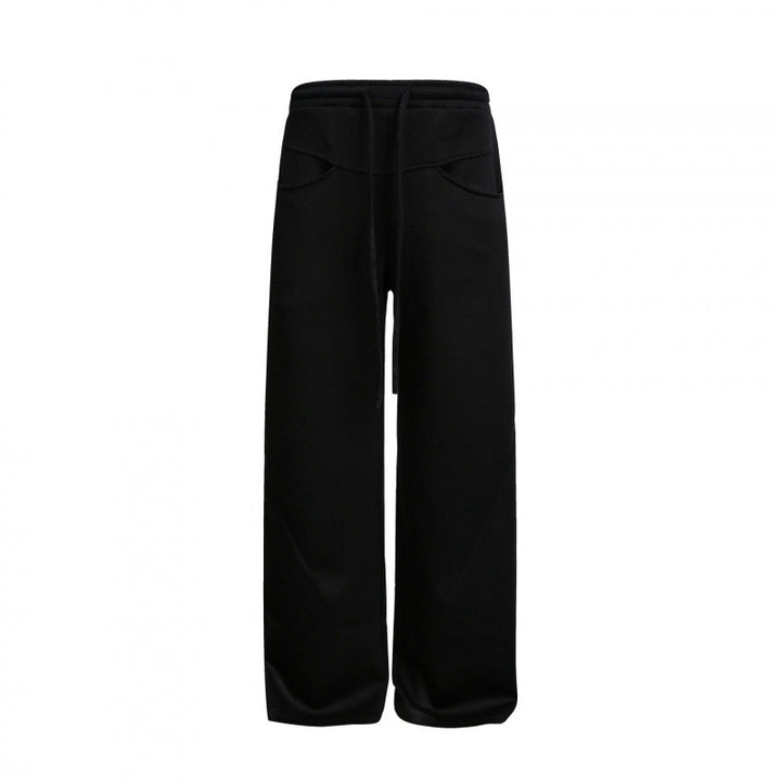 Damen Weite High‑Waist Relax-Sweat-Hose mit Kordelbund und dekorativen Schrittnahtlinien Drune