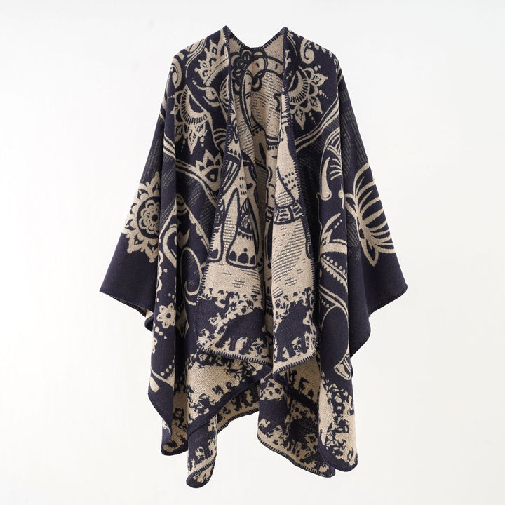 Damen Ornamentales Jacquard-Wickelcape mit weichem Fall Drune