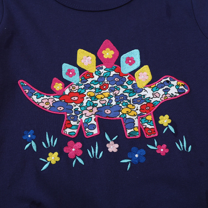 Mädchen Freizeitkleid mit originellem Dinosaurier-Stickdesign Drune