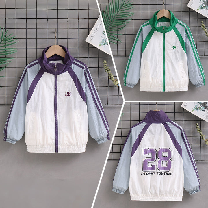 Damen nan sportlicher Retro Windbreaker mit Stehkragen und Raglanärmeln Drune