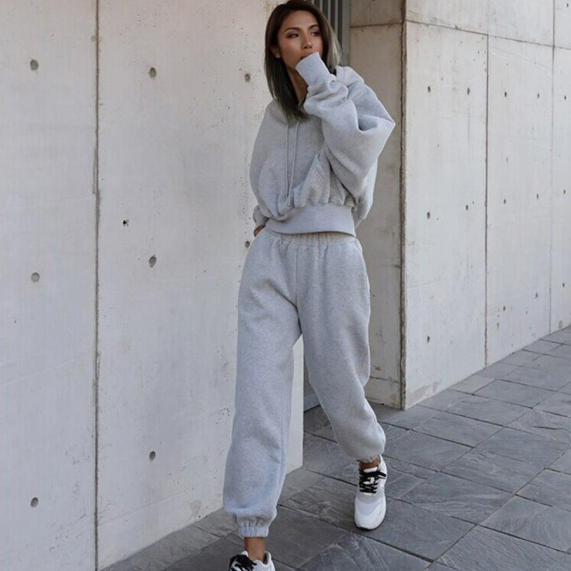 Damen Hoodie und Jogginghose-Set mit lässigem Schnitt und elastischem Bund Drune