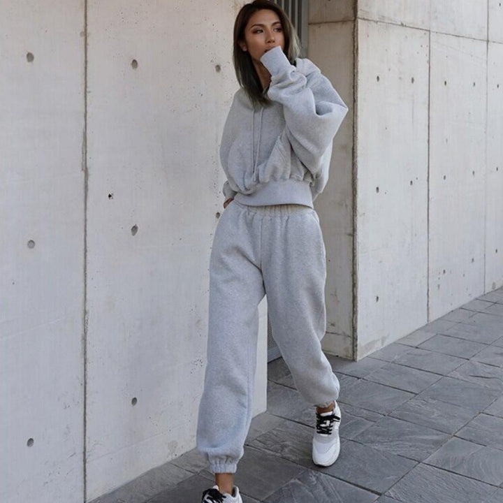 Damen Hoodie und Jogginghose-Set mit lässigem Schnitt und elastischem Bund Drune