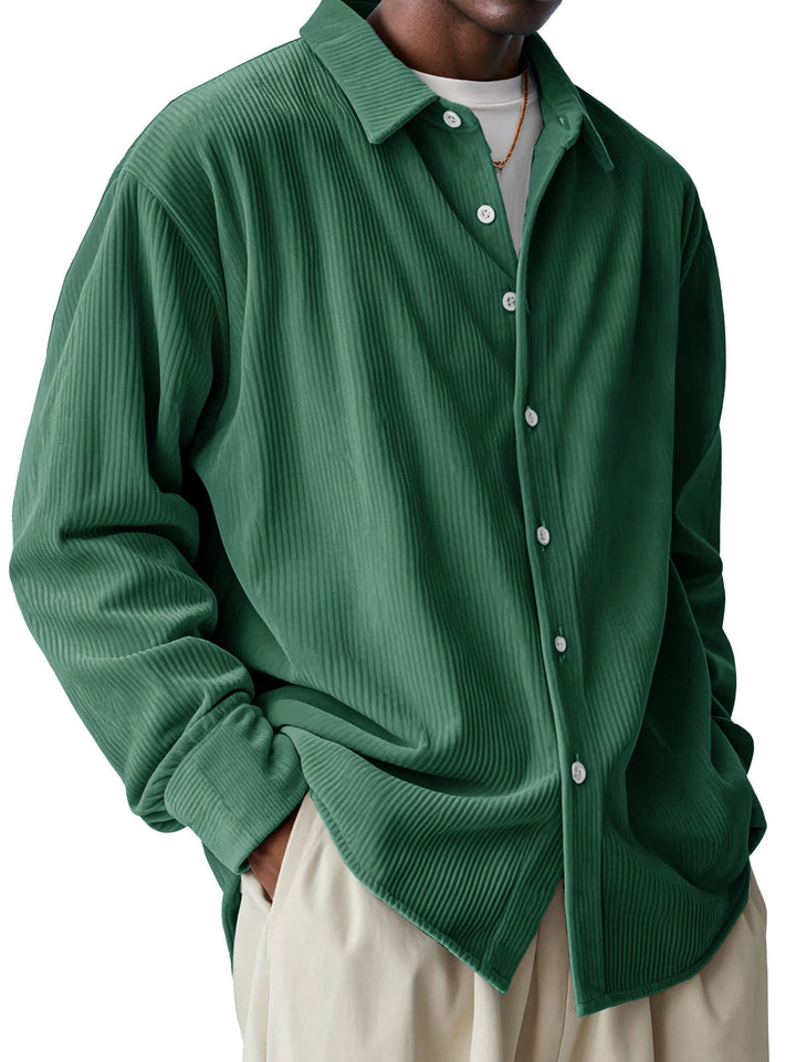 Herren nan oversized Kordhemd mit feiner Rippenstruktur und Relaxed-Fit Drune