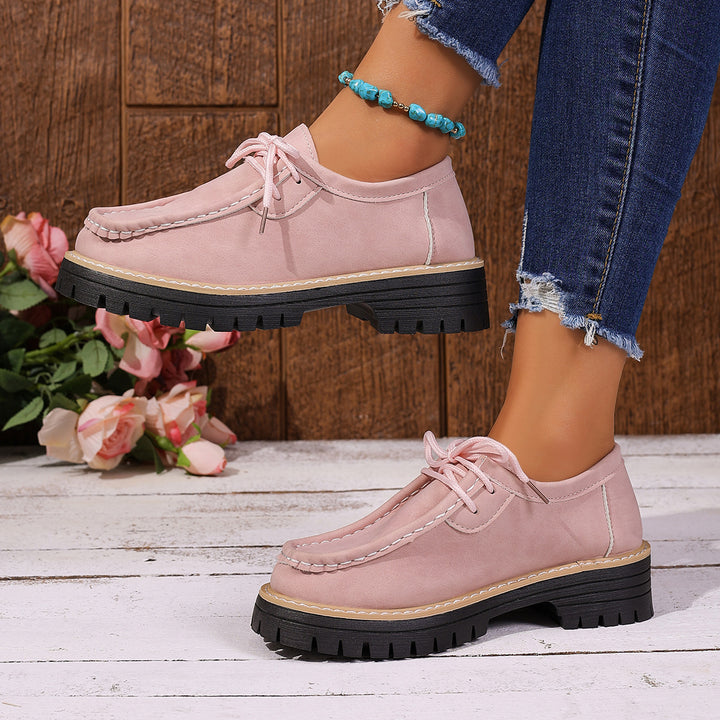Damen Chunky-Loafer mit profilierter Gummisohle, Mokassinnaht und dezentem Schnürdetail Drune